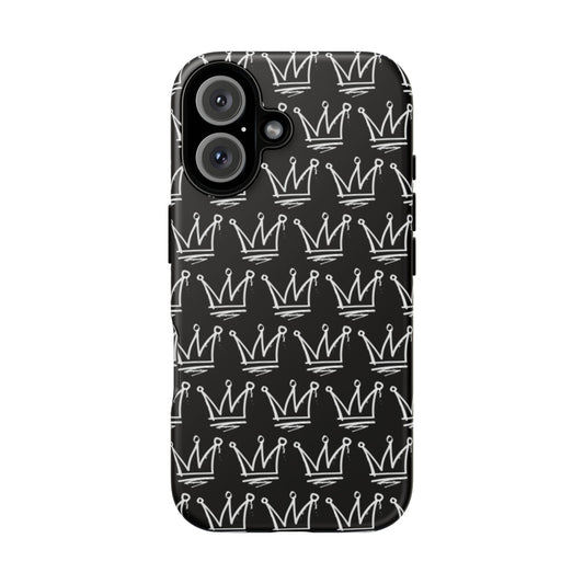 Crown Pattern Tough Case — Black Sketch Crown Phone Case