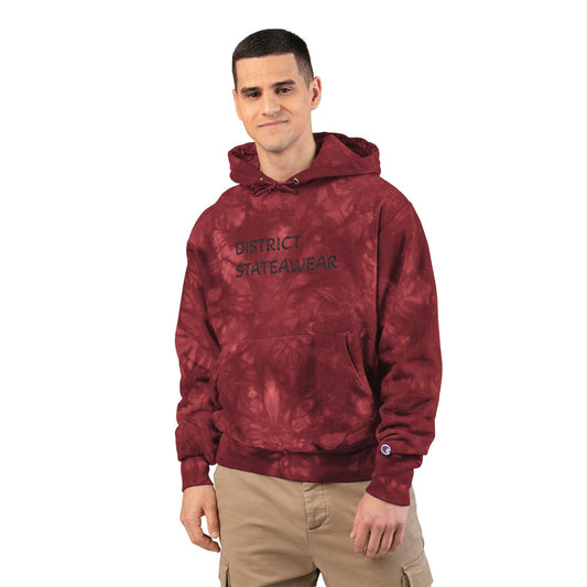Tie-Dye Embroidered Hoodie — Black Marble Champion Hoodie