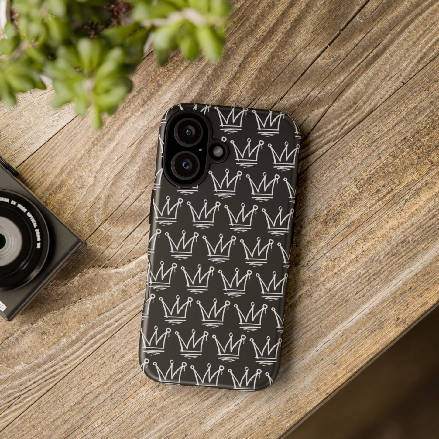 Crown Pattern Tough Case — Black Sketch Crown Phone Case