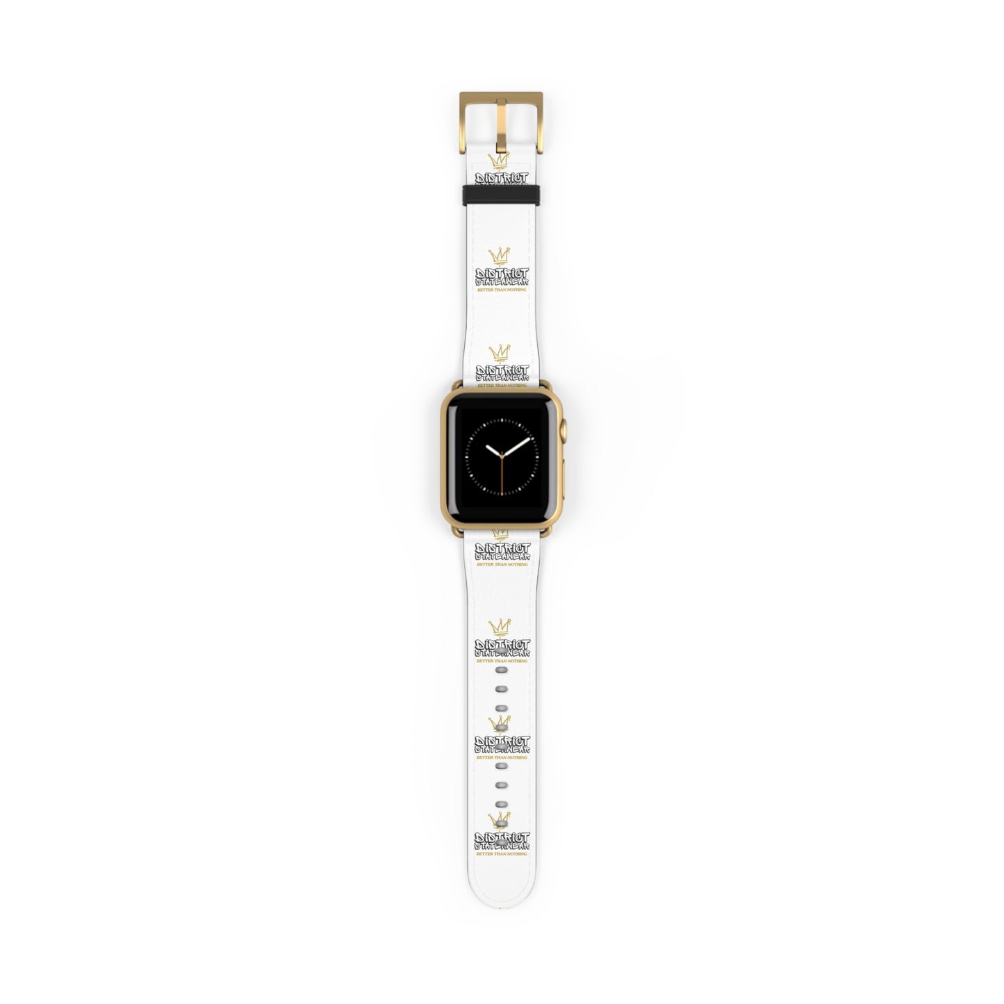Watch Band — White Logo Leather Apple Watch Band (Crown & 'SKRT SKRT' Graphic)