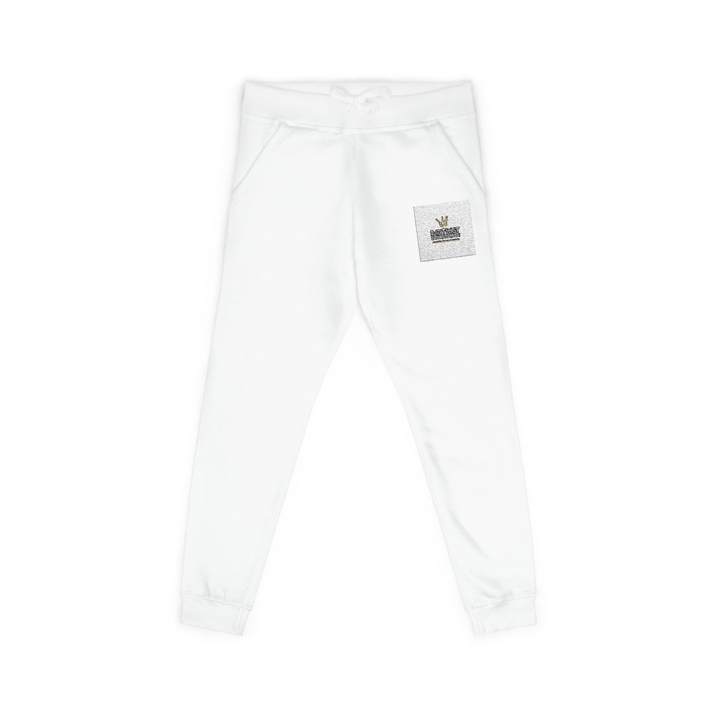 Embroidered Floral Pocket Sweatpants — White Fleece Joggers