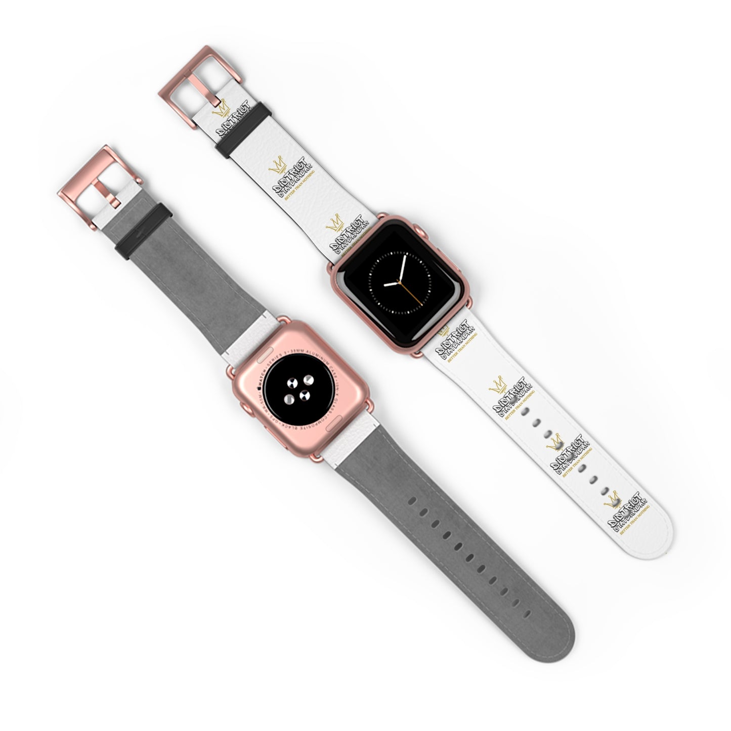 Watch Band — White Logo Leather Apple Watch Band (Crown & 'SKRT SKRT' Graphic)