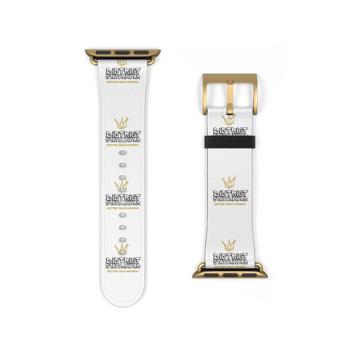 Watch Band — White Logo Leather Apple Watch Band (Crown & 'SKRT SKRT' Graphic)