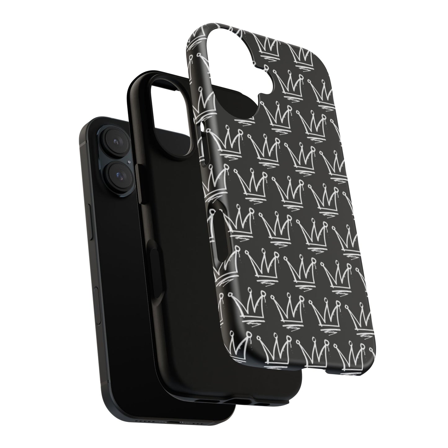 Crown Pattern Tough Case — Black Sketch Crown Phone Case