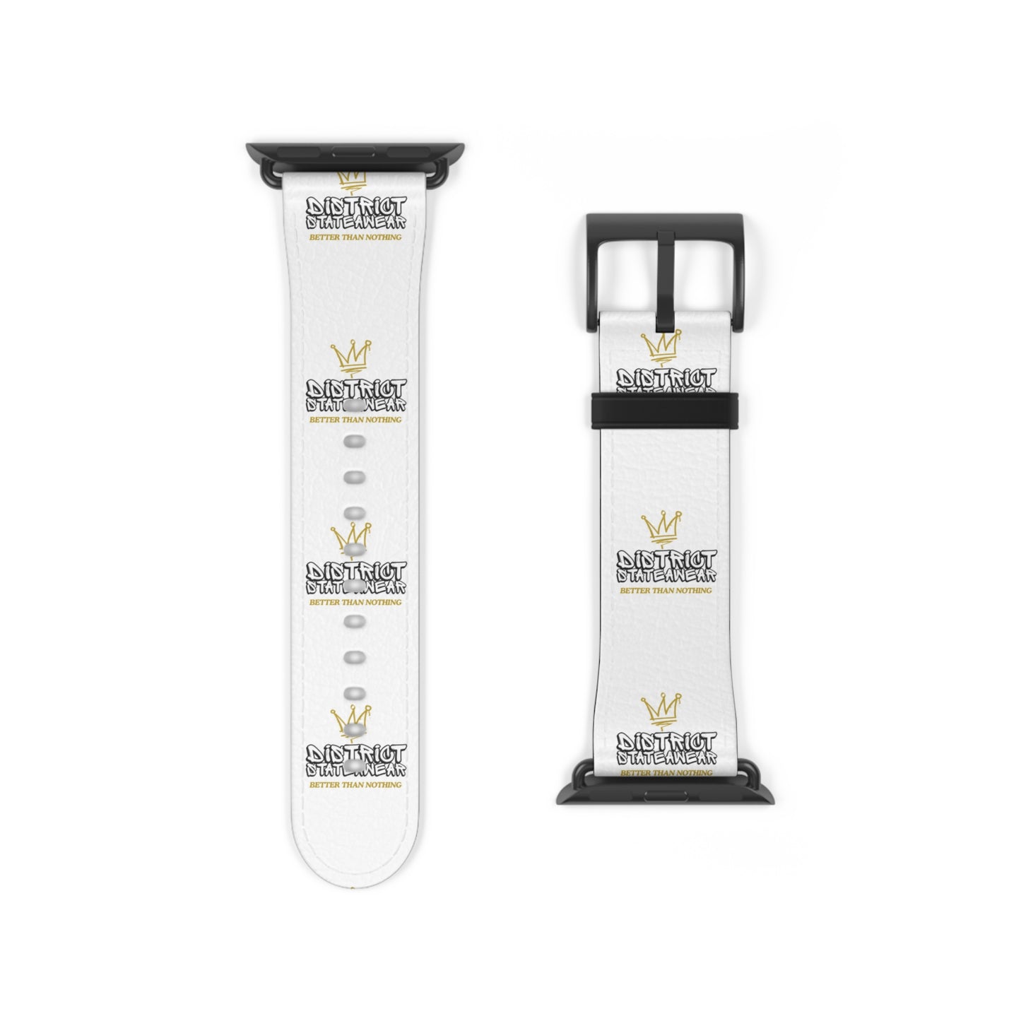 Watch Band — White Logo Leather Apple Watch Band (Crown & 'SKRT SKRT' Graphic)