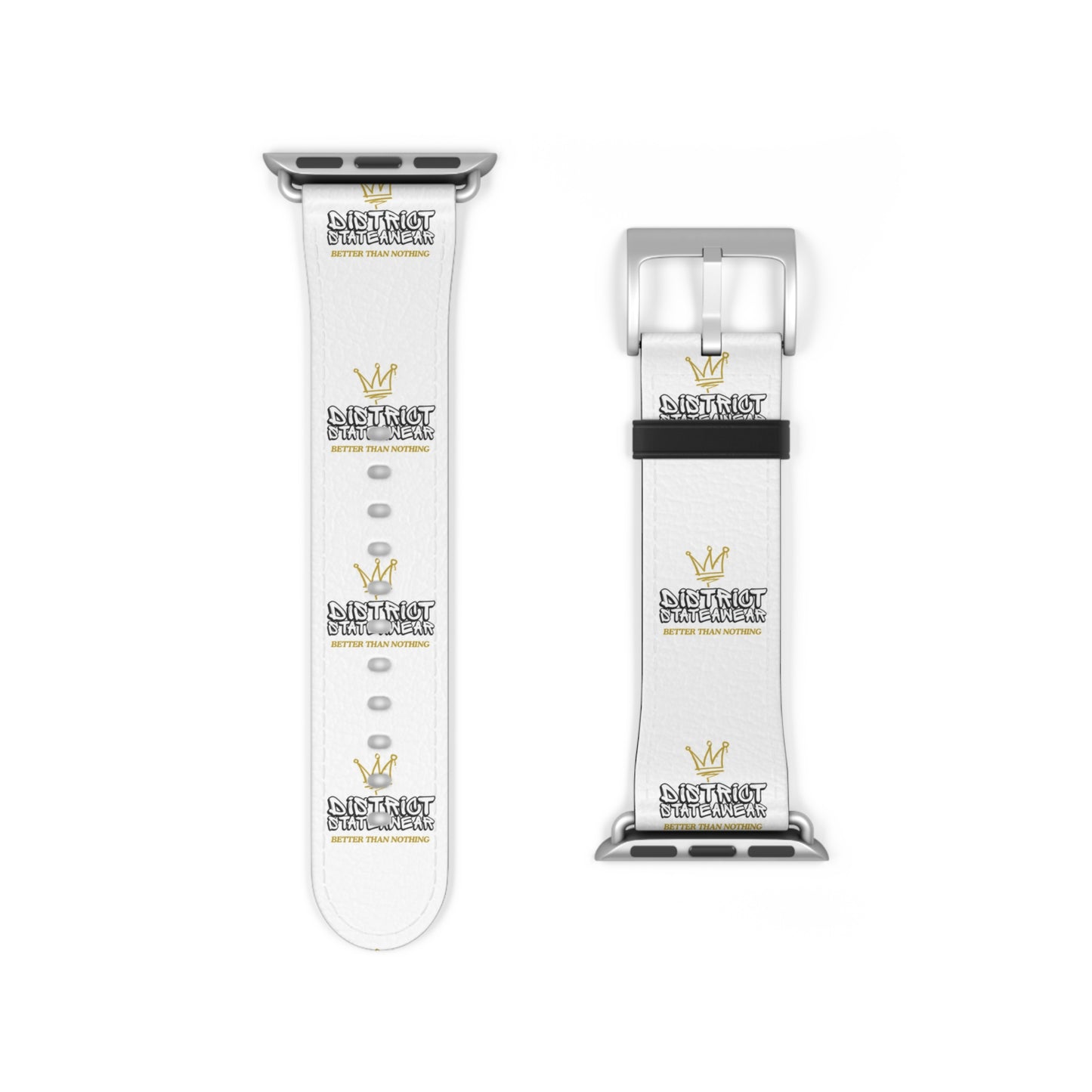Watch Band — White Logo Leather Apple Watch Band (Crown & 'SKRT SKRT' Graphic)