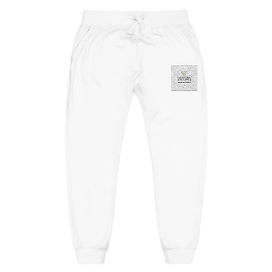 Embroidered Floral Pocket Sweatpants — White Fleece Joggers