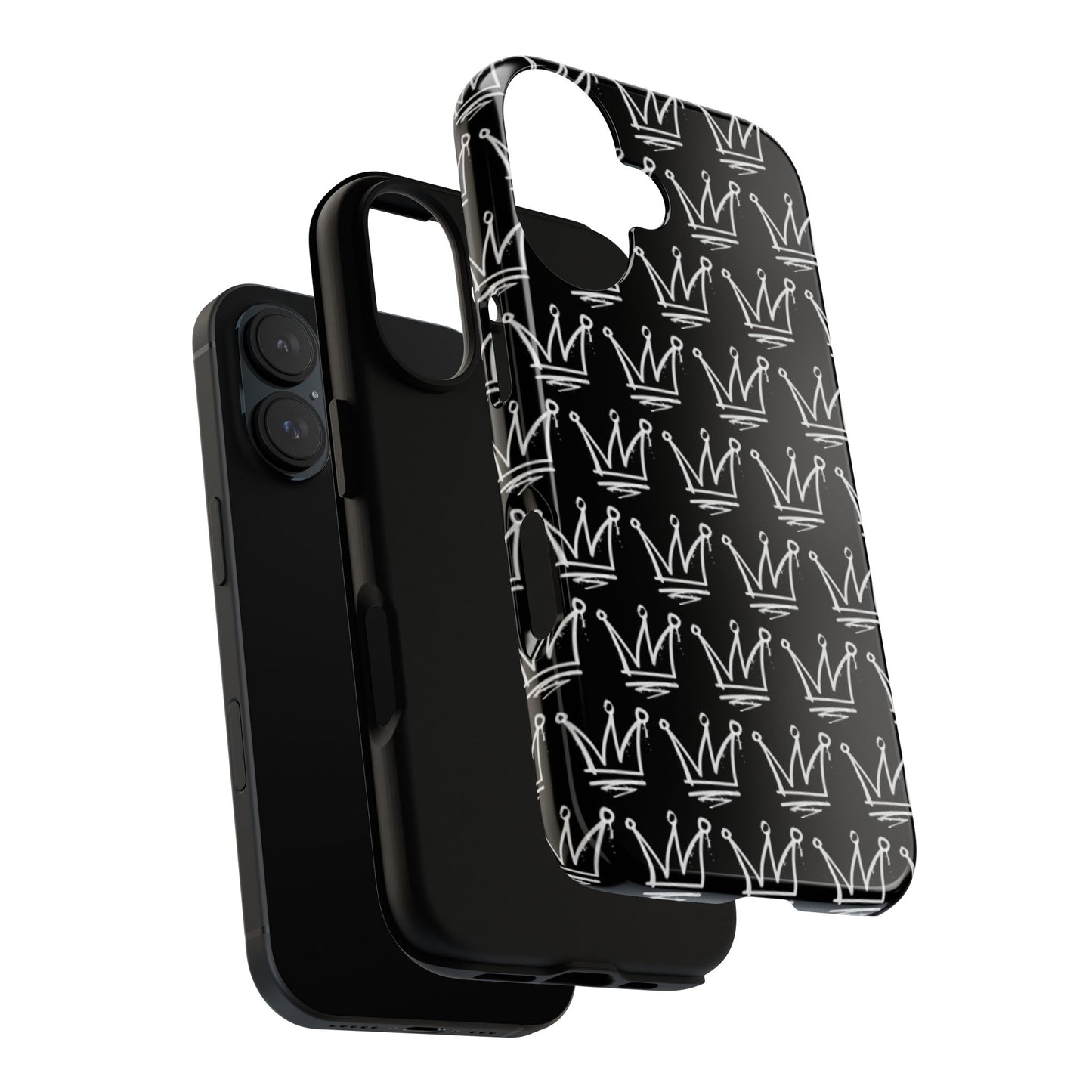 Crown Pattern Tough Case — Black Sketch Crown Phone Case