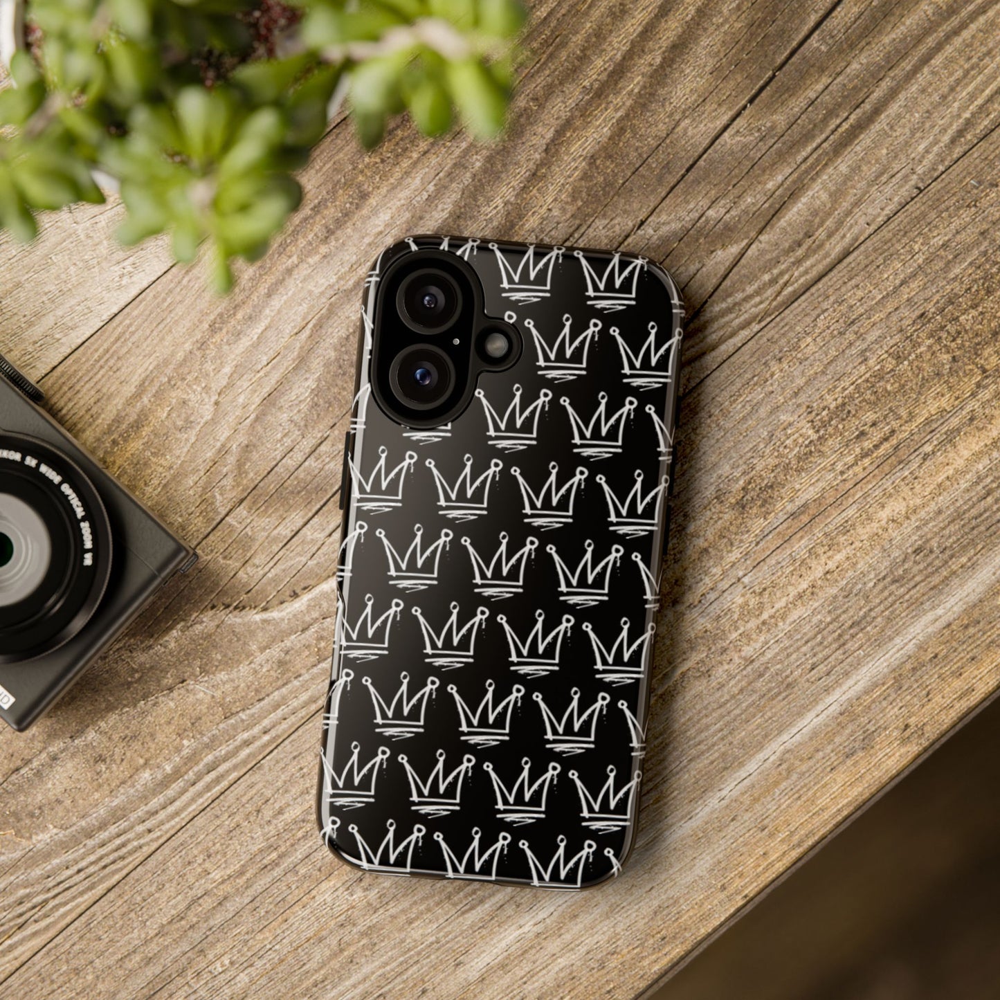 Crown Pattern Tough Case — Black Sketch Crown Phone Case