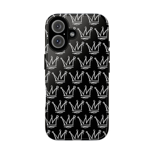 Crown Pattern Tough Case — Black Sketch Crown Phone Case