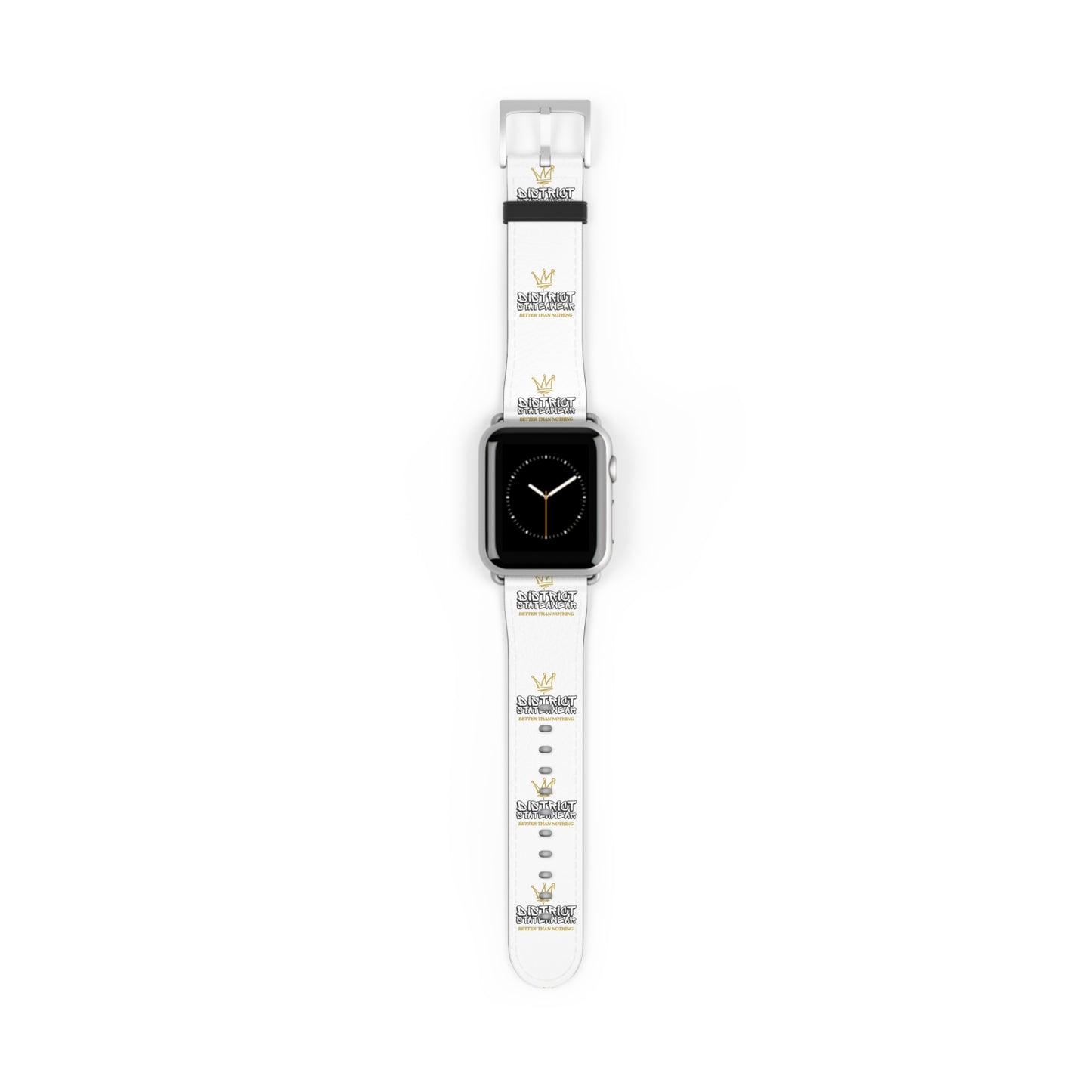 Watch Band — White Logo Leather Apple Watch Band (Crown & 'SKRT SKRT' Graphic)
