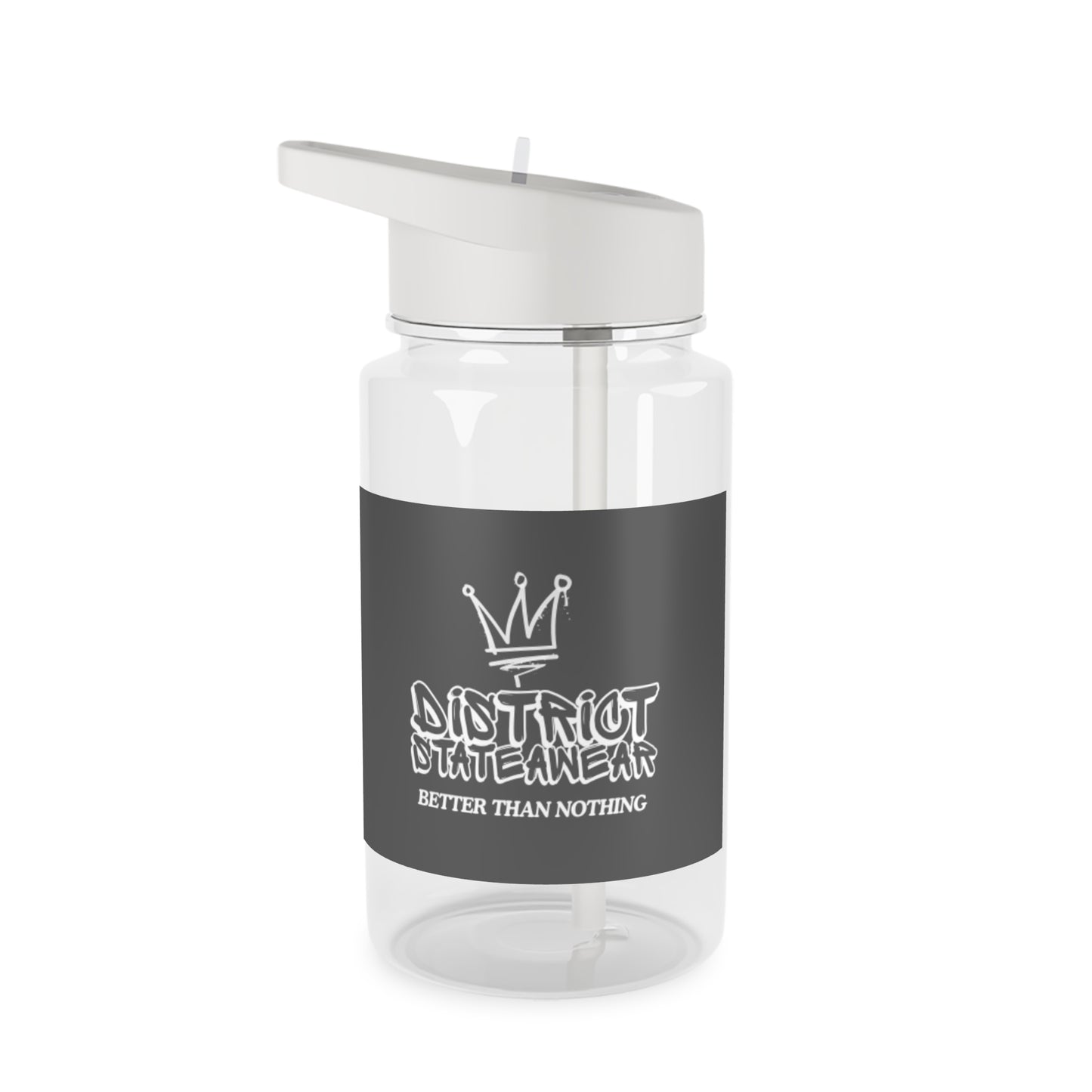 District Statewear 'Better Than Nothing' Tritan Water Bottle – Durable Straw Bottle with Crown Logo