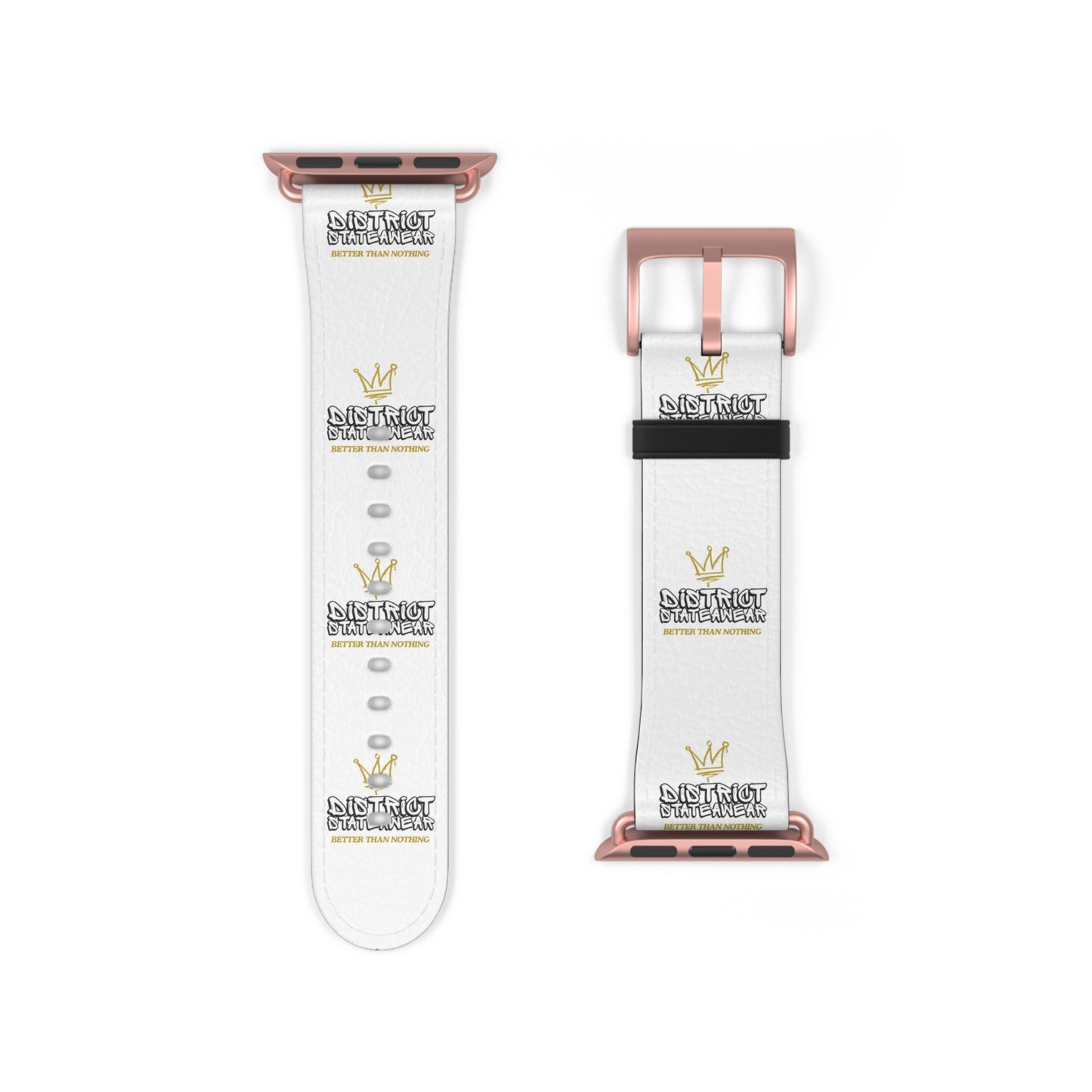 Watch Band — White Logo Leather Apple Watch Band (Crown & 'SKRT SKRT' Graphic)