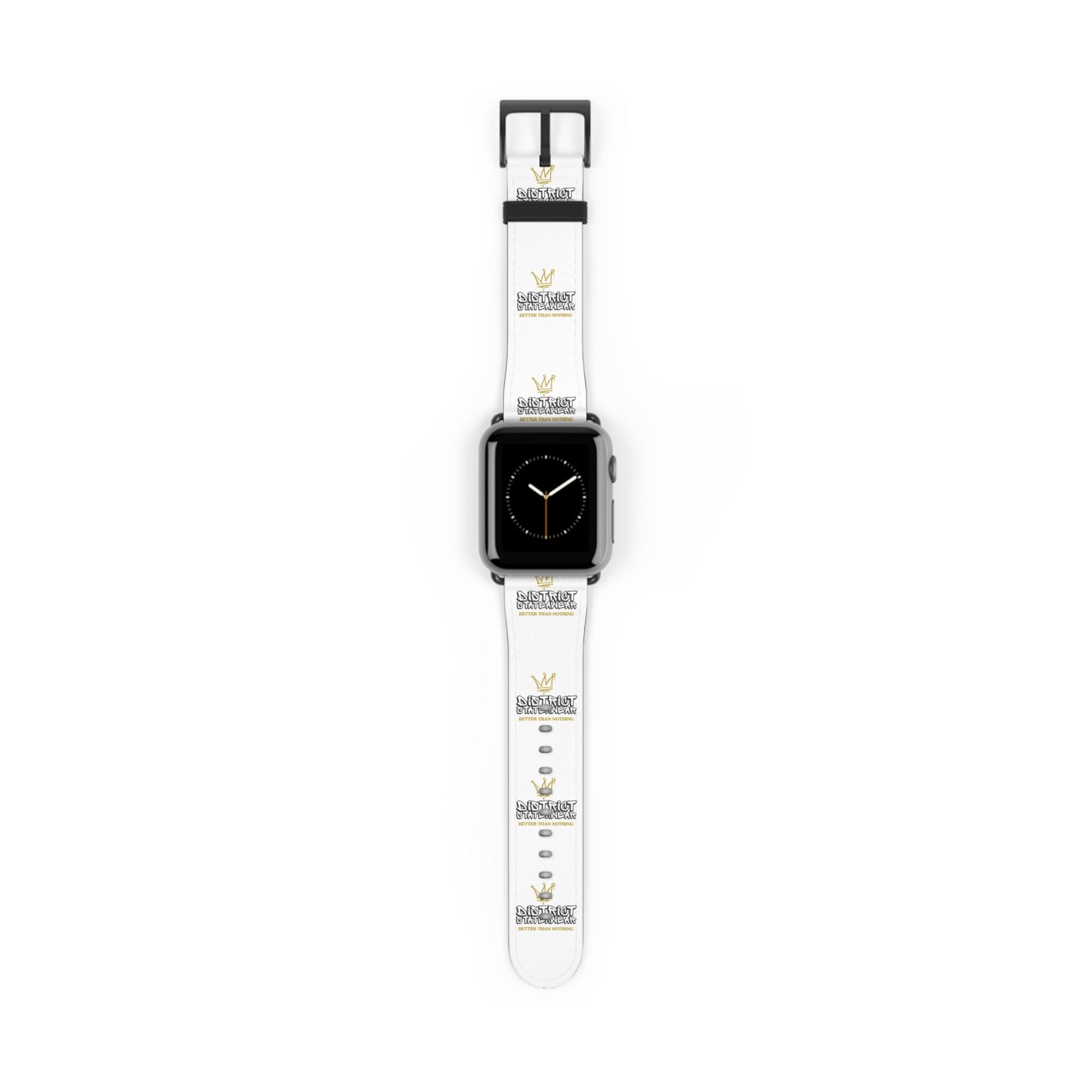 Watch Band — White Logo Leather Apple Watch Band (Crown & 'SKRT SKRT' Graphic)